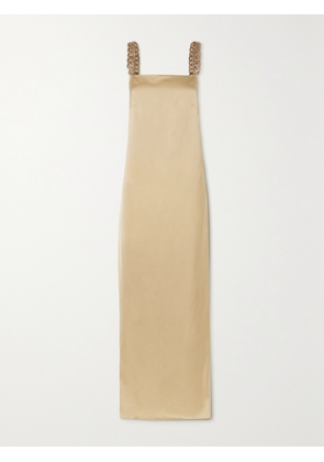 ESSE Studios - + Net Sustain Lumerie Chain-embellished Metallic Satin Maxi Dress - Cream - UK 6,UK 8,UK 10,UK 12,UK 14