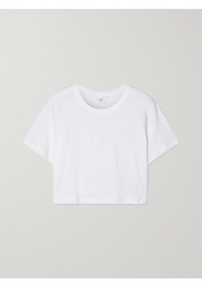 LESET - Cropped Slub Cotton-jersey T-shirt - White - x small,small,medium,large,x large