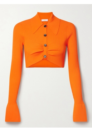 A.L.C. - Ashlyn Cropped Gathered Ribbed-knit Top - Orange - medium,large,x large