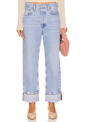 AGOLDE Fran Low Slung Easy Straight Jeans in Denim-Light. Size 31. Also in 32, 33.