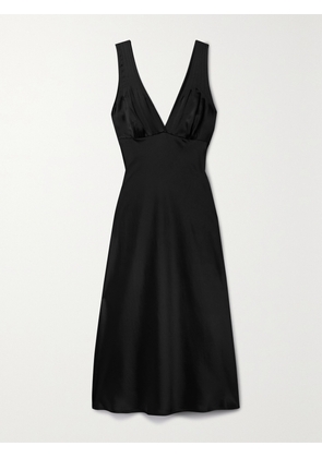 LESET - Barb Satin Midi Dress - Black - x small,small,medium,large,x large