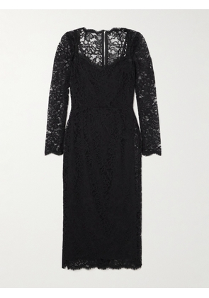 Dolce & Gabbana - Corded Lace Midi Dress - Black - IT36,IT38,IT40,IT42,IT44,IT46,IT48,IT50