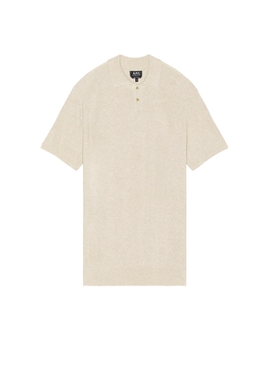 A.P.C. Jay Short Sleeve Polo in Beige. Size S. Also in XL/1X.