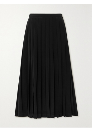 Saloni - Kilt Pleated Stretch-crepe Midi Skirt - Black - UK 4,UK 6,UK 8,UK 10,UK 12,UK 14,UK 16