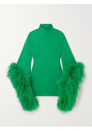Taller Marmo - Del Rio Feather-trimmed Crepe Mini Dress - Green - IT36,IT38,IT40,IT42,IT44,IT46,IT48