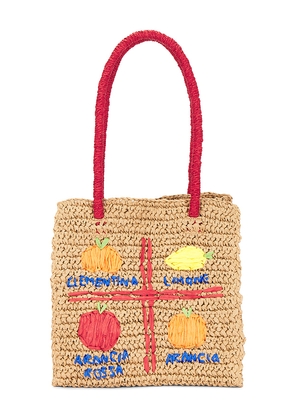 Damson Madder Fruity Raffia Bag in Tan.