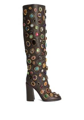 Dolce & Gabbana 105mm stone-embellished boots - Brown