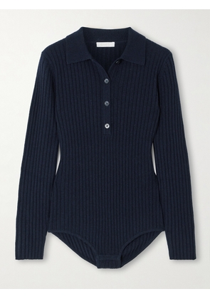 Eres - Cocon Ribbed Wool And Cashmere-blend Bodysuit - Blue - small,medium,large