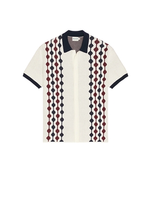 Bound Abbey Knit Shirt in White,Burgundy. Size L. Also in M, S.