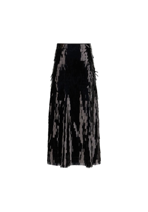 Self-Portrait Black Polyester Midi Skirt - 10