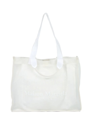 Maison Margiela large logo-embroidered tote bag - White