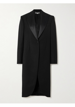Stella McCartney - + Net Sustain Satin-trimmed Wool-twill Coat - Black - IT34,IT36,IT38,IT40,IT42,IT44,IT46,IT48