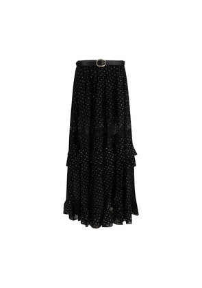 Self-Portrait Black Viscose Long Skirt - 8