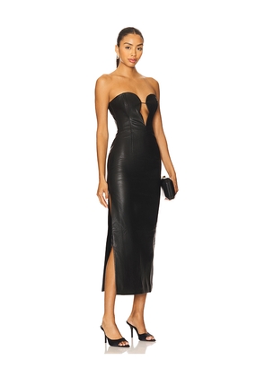Bardot Eleni Faux Leather Midi Dress in Black. Size 10. Also in 6, 8.