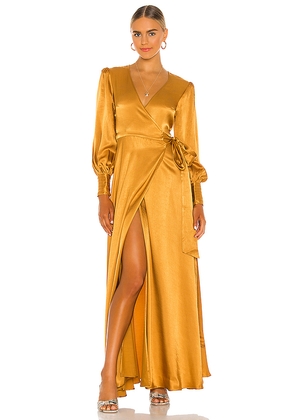 House of Harlow 1960 x REVOLVE Maxi Wrap Dress in Metallic Gold, yellow. Size S. Also in XS.