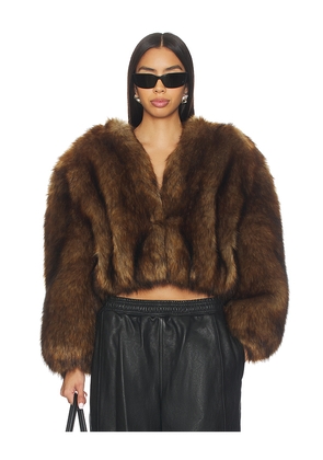 Alexander Wang Faux Fur Cropped Jacket in Brown. Size L. Also in M, XS.