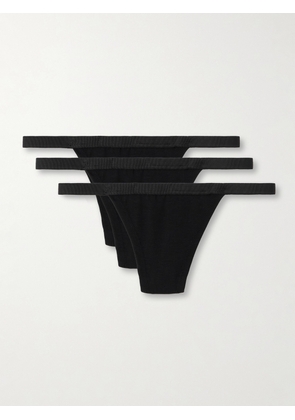 CDLP - Set Of Three Stretch-tencel™ Lyocell Thongs - Black - x small,small,medium,large,x large