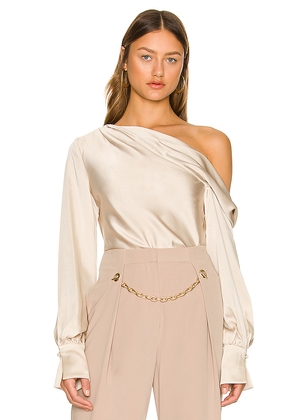 SIMKHAI Alice One Shoulder Top in Beige. Size M. Also in S.