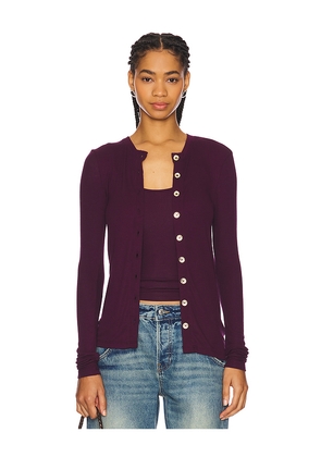 Goldie Classic Cardigan Gold Button in Purple. Size L. Also in XS.
