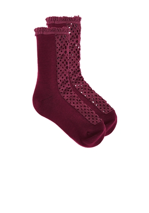 Free People Rubies Crochet Socks in Burgundy.
