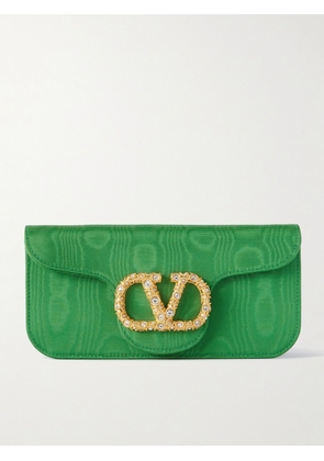 Valentino Garavani - Locò Embellished Moire Clutch - Green - One size