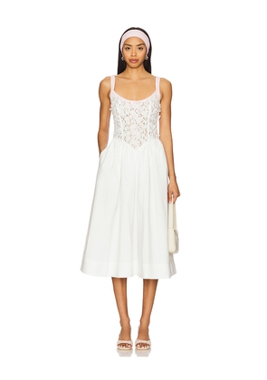 For Love & Lemons Blossom Lace Midi Dress in White. Size M. Also in S, XS.