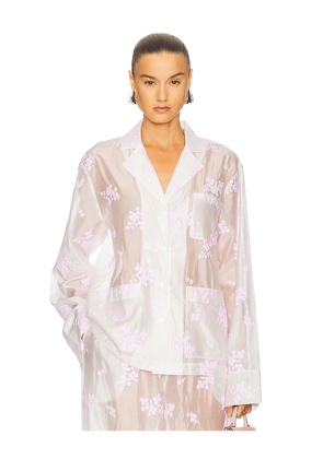 Helsa Pajama Top in Cherry Blossom Embroidery in White. Size M. Also in S.