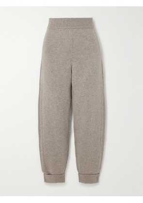 Le Kasha - Pattaya Pointelle-knit Organic Cashmere Tapered Pants - Brown - x small,small,medium,large