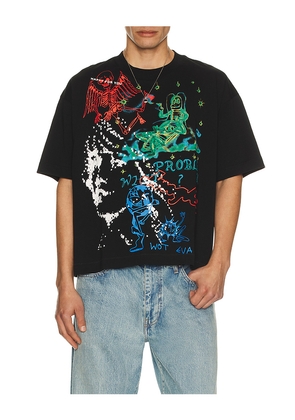 Jungles Winter Test Print Tee in Black. Size L. Also in M, S, XL/1X.