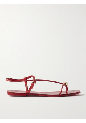 Loeffler Randall - Lara Embellished Leather Sandals - Red - US5,US5.5,US6,US6.5,US7,US7.5,US8,US8.5,US9,US9.5,US10,US10.5,US11,US11.5,US12