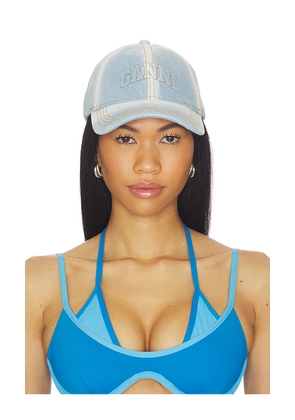 Ganni Washed Denim Cap in Denim-Light.