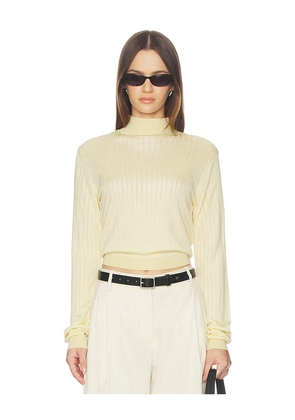 FRAME Crop Fitted Turtleneck in Lemon. Size L. Also in M, S, XL, XS.