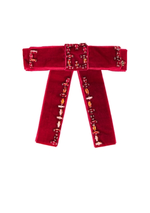 Lele Sadoughi Kate Crystal Bow Barrette in Red.
