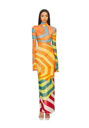 Muma World Phoenix Maxi Dress in Orange. Size XL. Also in XS.