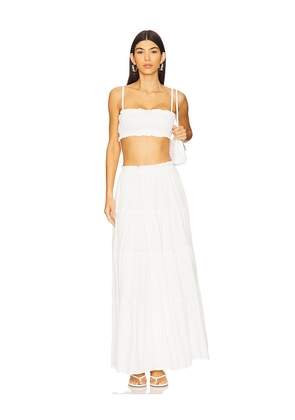 MORE TO COME Mora Maxi Skirt Set in White. Size L. Also in XL, XXS.