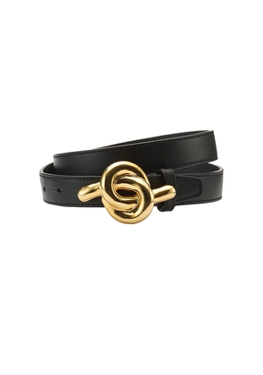 LELET NY Glossy Knot Leather Belt in Black. Size L. Also in S.
