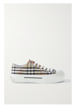Burberry - Checked Canvas Sneakers - Neutrals - IT35,IT35.5,IT36,IT36.5,IT37,IT37.5,IT38,IT38.5,IT39,IT39.5,IT40,IT40.5,IT41