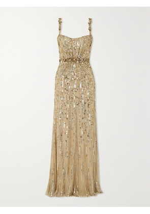 Jenny Packham - Bright Gem Embellished Tulle Gown - Gold - UK 6,UK 8,UK 10,UK 12,UK 14,UK 16,UK 18