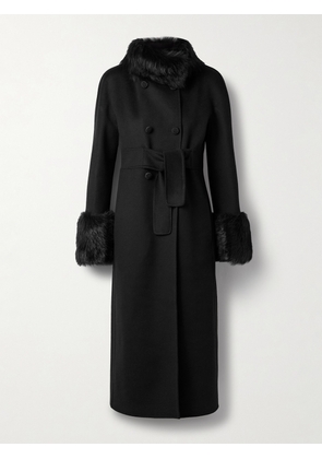 Valentino Garavani - Double-breasted Shearling-trimmed Wool And Cashmere-blend Felt Coat - Black - IT36,IT38,IT40,IT42,IT44