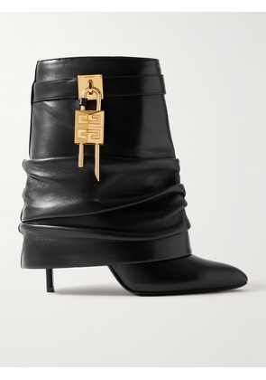 Givenchy - Shark Lock Embellished Glossed-leather Ankle Boots - Black - IT36,IT36.5,IT37,IT37.5,IT38,IT38.5,IT39,IT39.5,IT40,IT40.5,IT41