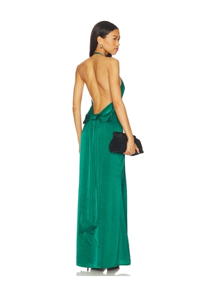 MORE TO COME Piper Bow Back Gown in Green. Size L. Also in XL, XS.