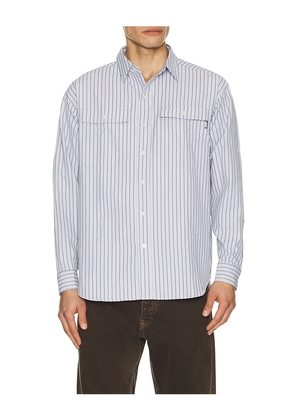 Metalwood Studio Seersucker Fishing Shirt in Blue. Size L. Also in M, S, XL/1X.