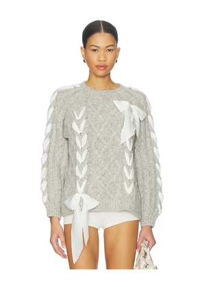 LoveShackFancy Kloss Pullover in Light Grey. Size M. Also in S, XL, XS, XXS.