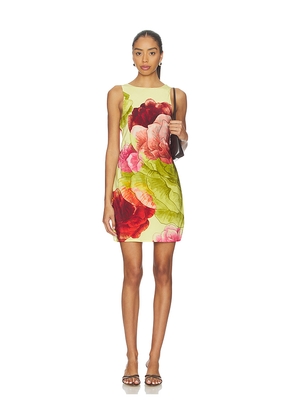 Muma World Taif Electra Mini Dress in Yellow,Green. Size L. Also in M, S, XL, XS.