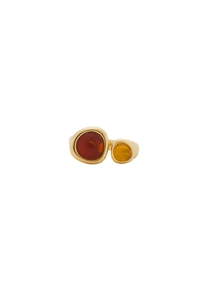 Luv AJ The Honey Resin Stud Ring in Metallic Gold. Size 5. Also in 6, 7, 8.