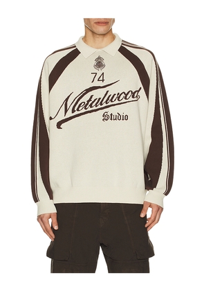 Metalwood Studio Knit Football Top in Cream. Size L. Also in M, S, XL/1X.