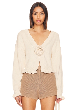 Tularosa Jovien Rosette Cardigan in Beige. Size L. Also in M, S, XS.