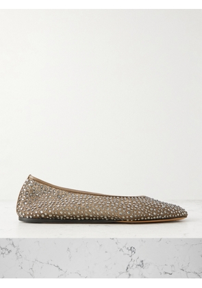 Le Monde Béryl - Luna Leather-trimmed Crystal-embellished Mesh Flats - Neutrals - IT36,IT36.5,IT37,IT37.5,IT38,IT38.5,IT39,IT39.5,IT40,IT41,IT42