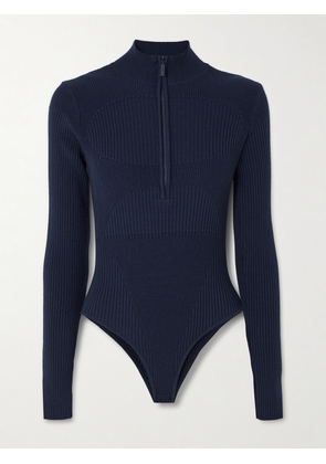 Cordova - Butte Ribbed Merino-wool Turtleneck Bodysuit - Blue - x small,small,medium,large