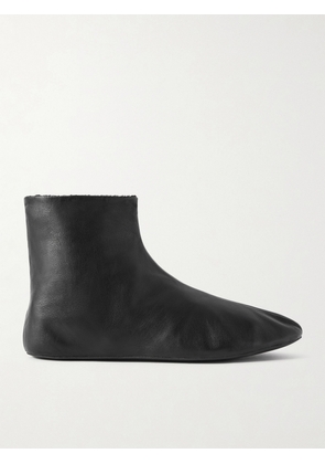 The Row - Stella Leather And Shearling Ankle Boots - Black - IT35.5,IT36,IT36.5,IT37,IT37.5,IT38,IT38.5,IT39,IT39.5,IT40,IT40.5,IT41,IT42